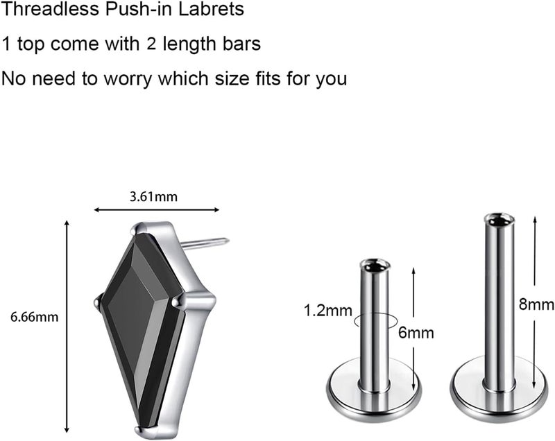 TOMIDES G23 Titanium Flat Back Earrings Studs 18g 16g F136 Implant Grade Titanium Labrets Press Fit Threadless Push In Dainty Cartilage Helix Conch Lobe Lip Tragus Piercing Jewelry - Image 2